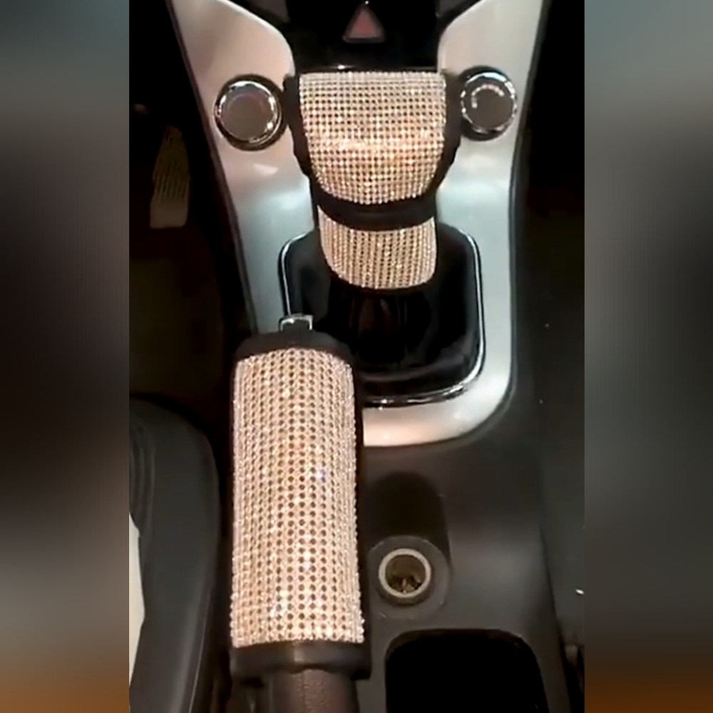 Bling rhinestone gear shift & hand brake covers